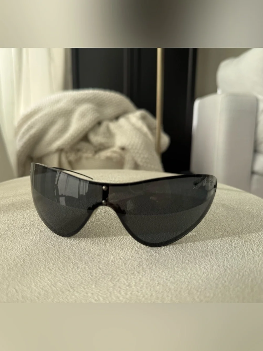Acne Studios Black Curved Shield Sunglasses - Kylie Jenner Collab